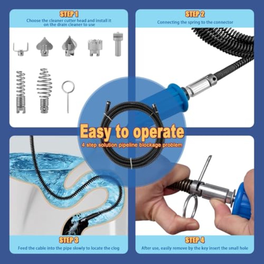 Drain Snake, Drain Auger with  - مراجعة Drain Snake Flexible وسعره