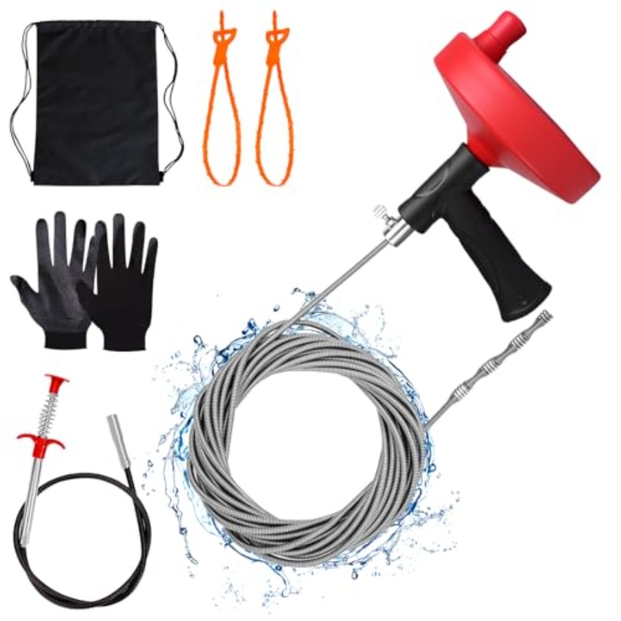 【Spot goods】Drain Auger 33 ft  - مراجعة Drain Snake Flexible وسعره