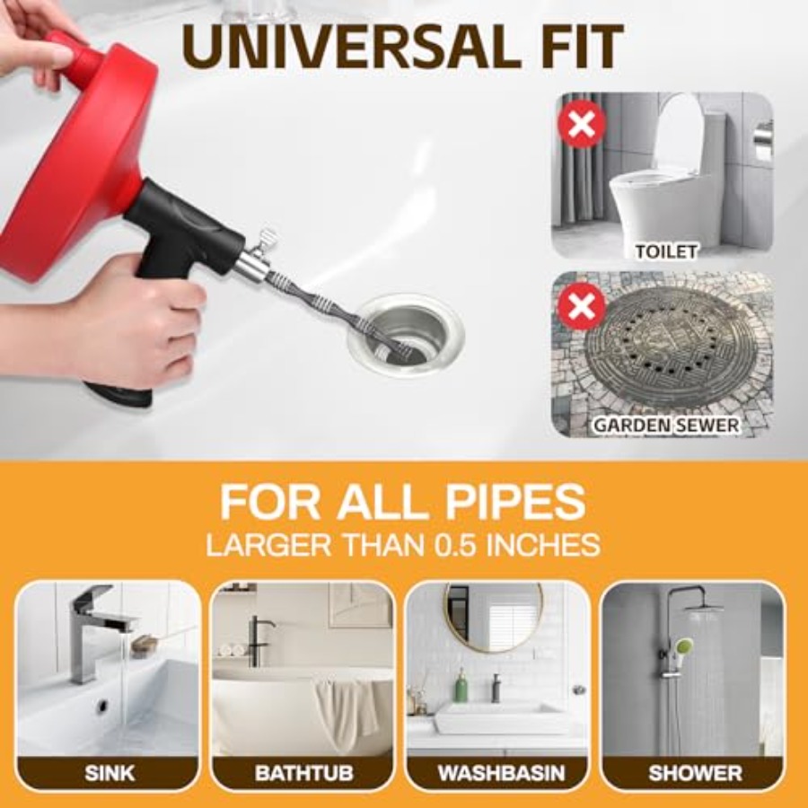【Spot goods】Drain Auger 33 ft  - مراجعة Drain Snake Flexible وسعره